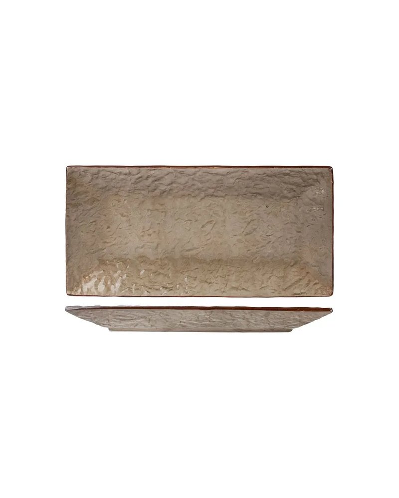 Блюдо «Кунстверк» прямоугольное керамика ,H=30,L=275,B=140мм зелен.,коричнев.