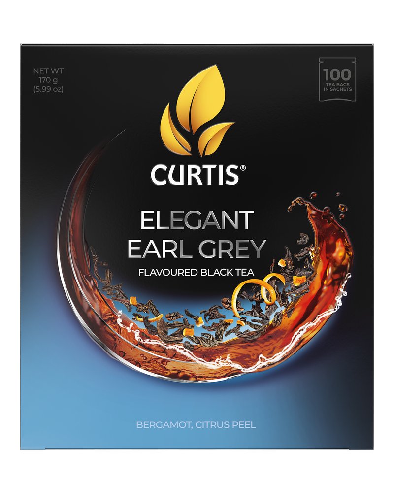Чай черный в пакетиках CURTIS "Elegant Earl Grey" 100 пакетиков, с бергамотом, мелколистовой