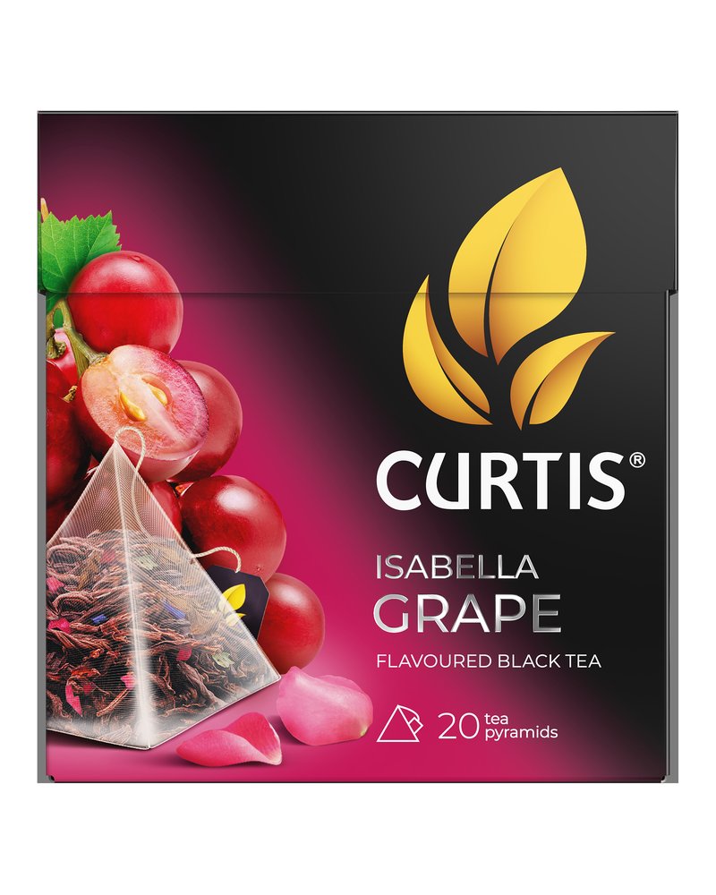 Чай черный в пирамидках CURTIS "Isabella Grape" 20 пирамидок, с кусочками красного винограда и лепестками цветов, фруктовый ароматизированный