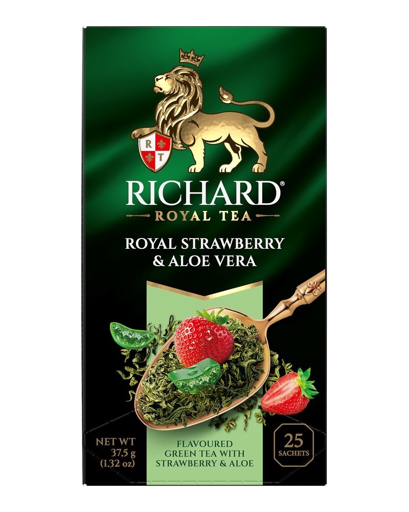 Чай Richard "Royal Strawberry & Aloe Vera" зелёный ароматизированный 25 сашетов