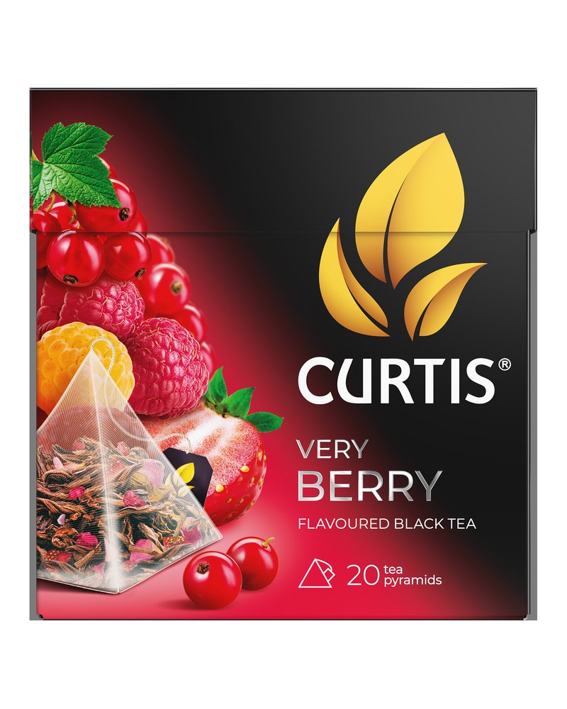 Чай черный в пирамидках CURTIS "Very Berry" 20 пирамидок, с кусочками ягод и лепестками цветов, фруктовый ароматизированный