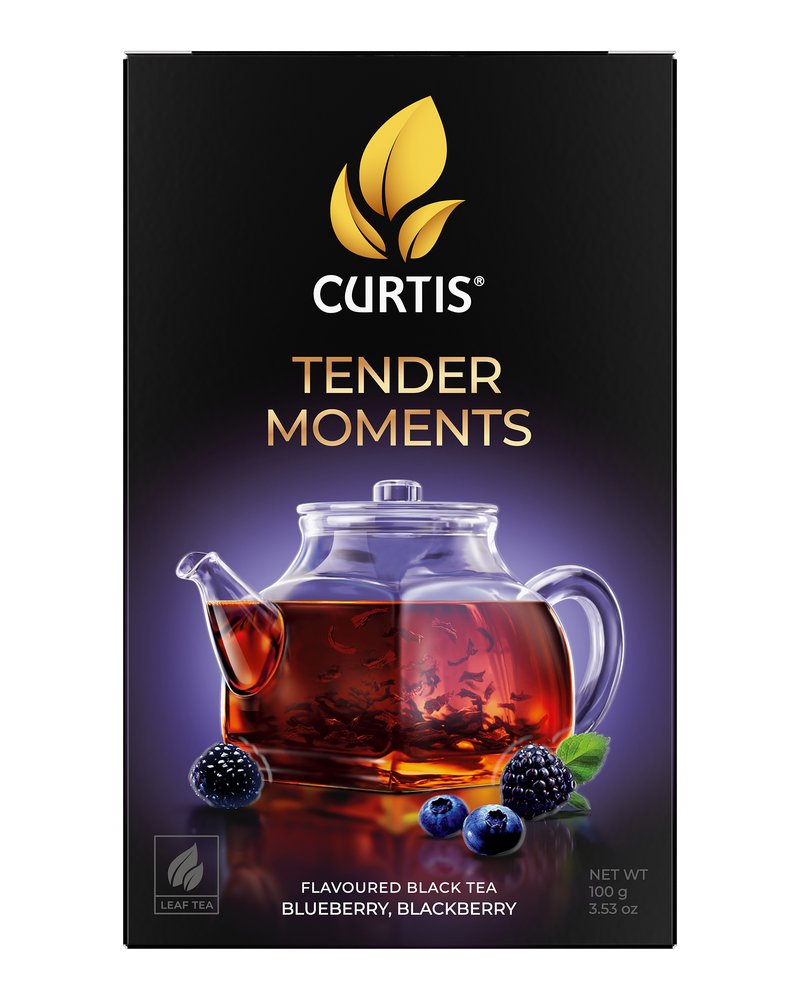 Чай черный CURTIS "Tender Moments" 100 г, c черникой, ежевикой и лепестками василька, листовой