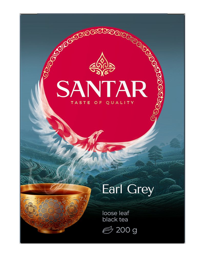Черный ароматизированный листовой чай SANTAR "Earl Grey" 200г