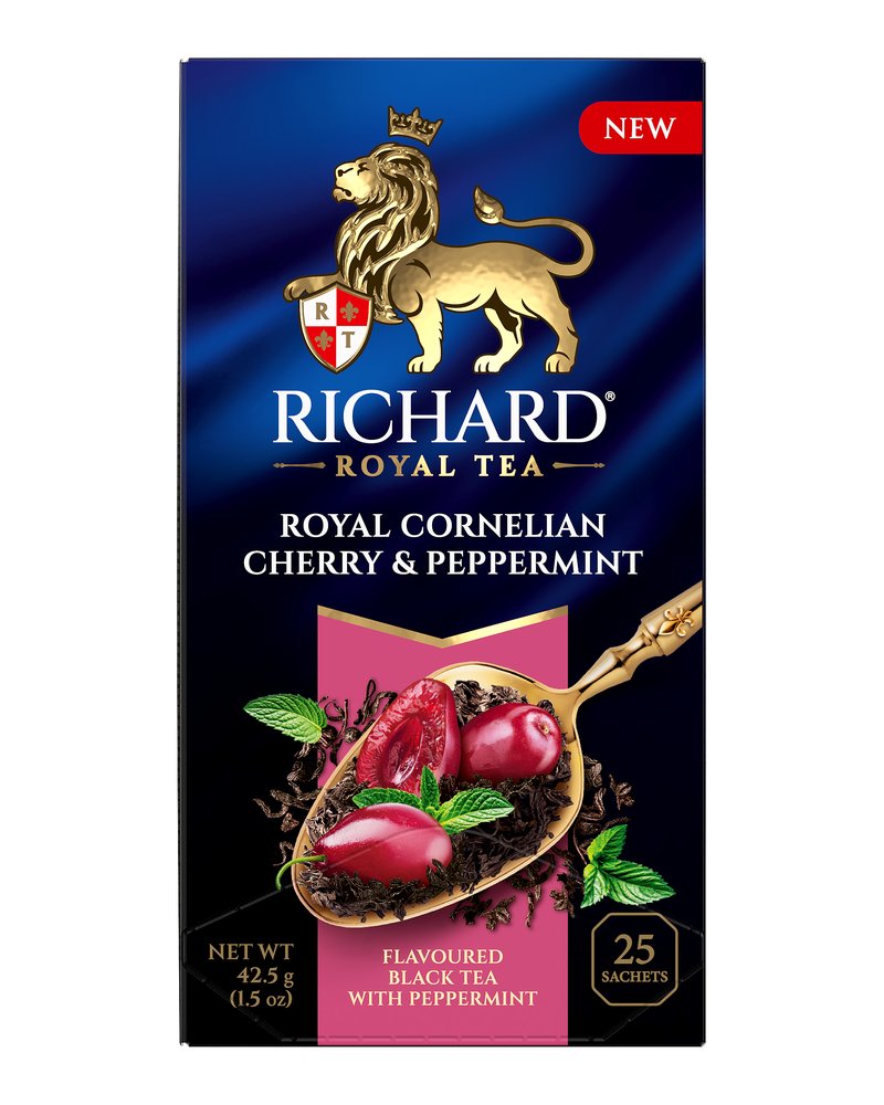Чай в пакетах Richard Royal Cornelian cherry & Peppermint c кизилом и мятой, черный, 25 шт