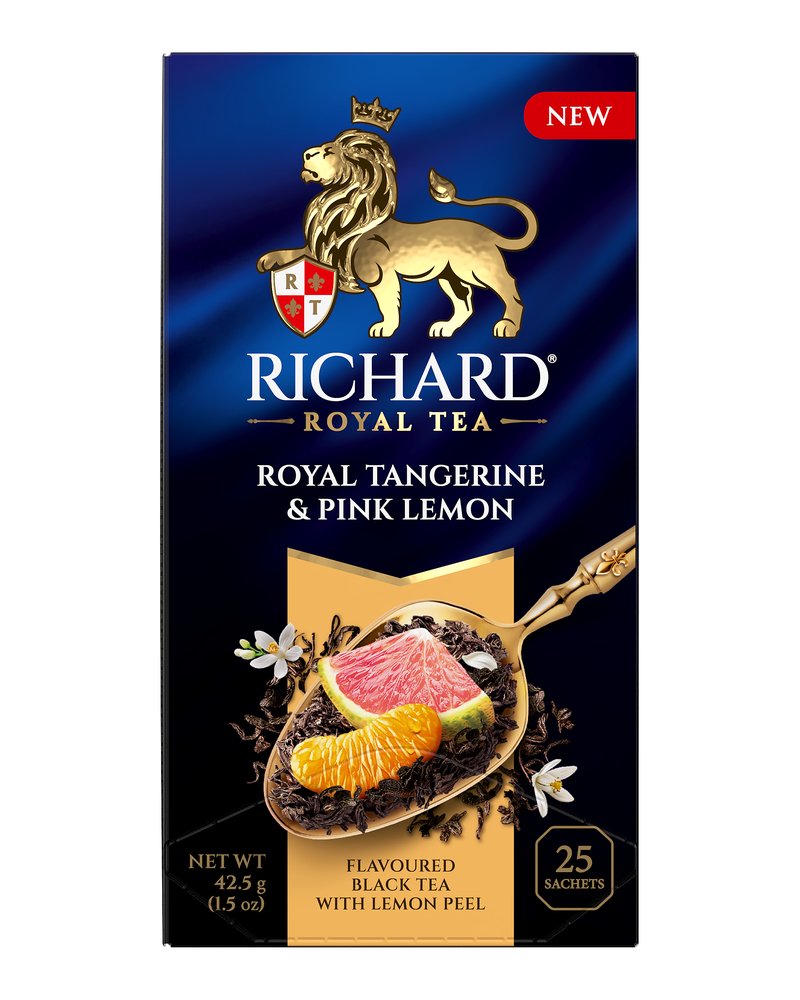 Чай в пакетах Richard Royal Tangerine & Pink lemon c мандарином, розовым лимоном, черный, 25 шт