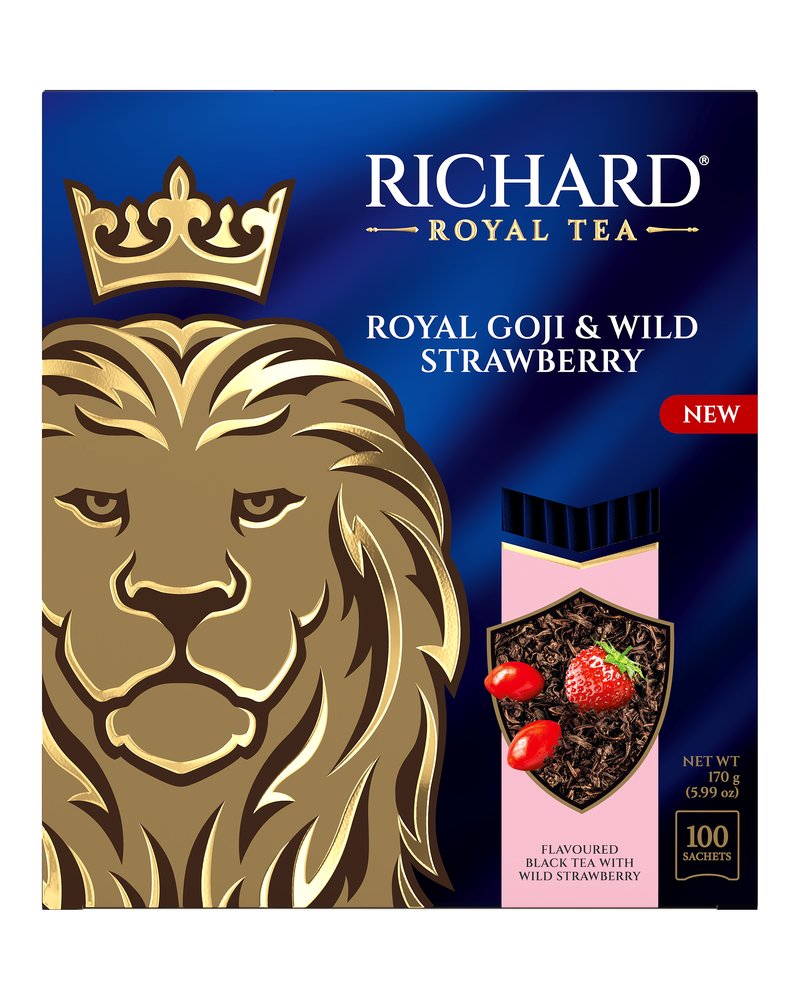 RICHARD Чай черный в сашетах, Royal Goji & Wild Strawberry  с натуральной земляникой и ароматом ягод годжи, 100 шт