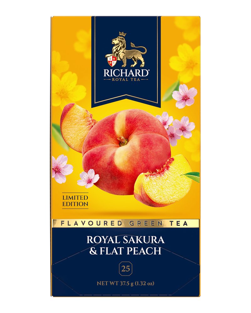 RICHARD Чай зеленый в сашетах, с ароматом сакуры и персика, Royal Sakura & Flat Peach, 25 шт