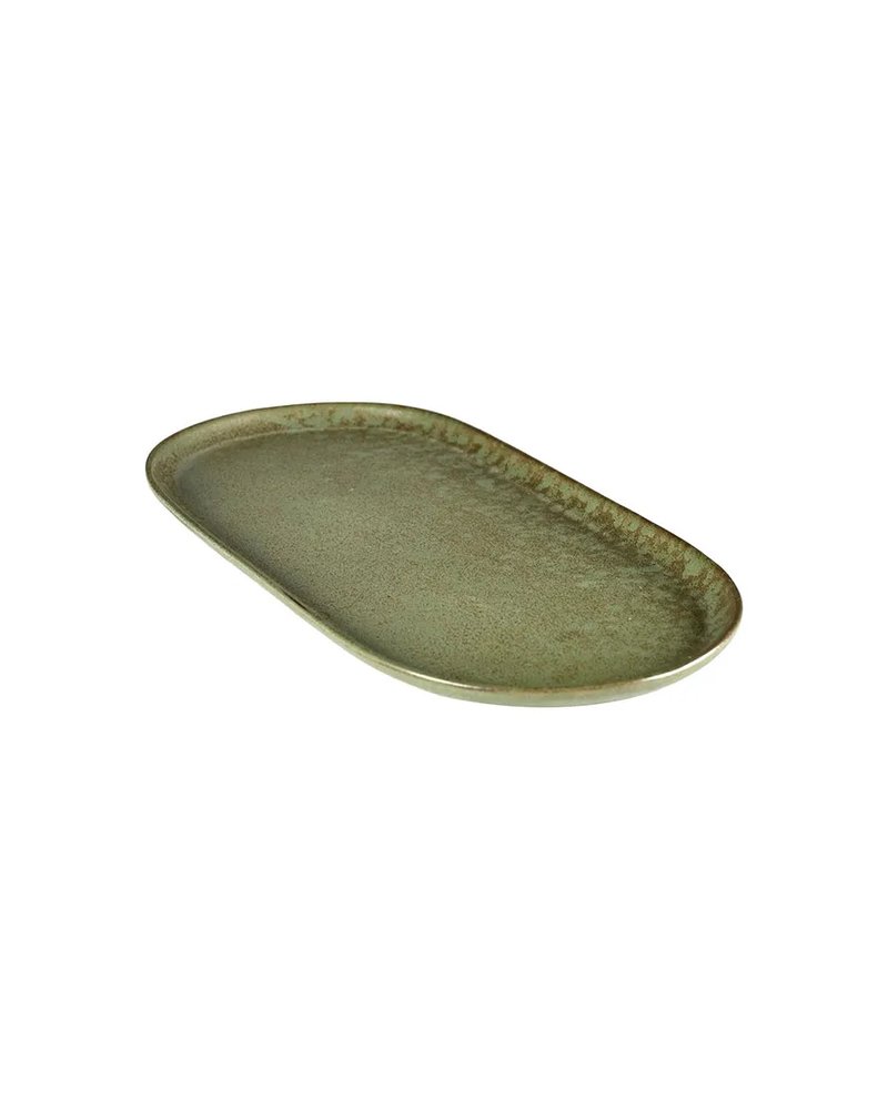 Блюдо «Серфис» овальное керамика ,H=20,L=355,B=170мм зелен.
