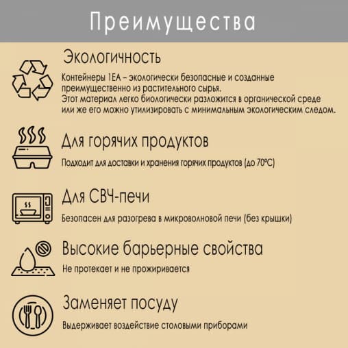 Контейнер OneClick 1000 мл Крафт 150×200×55 мм