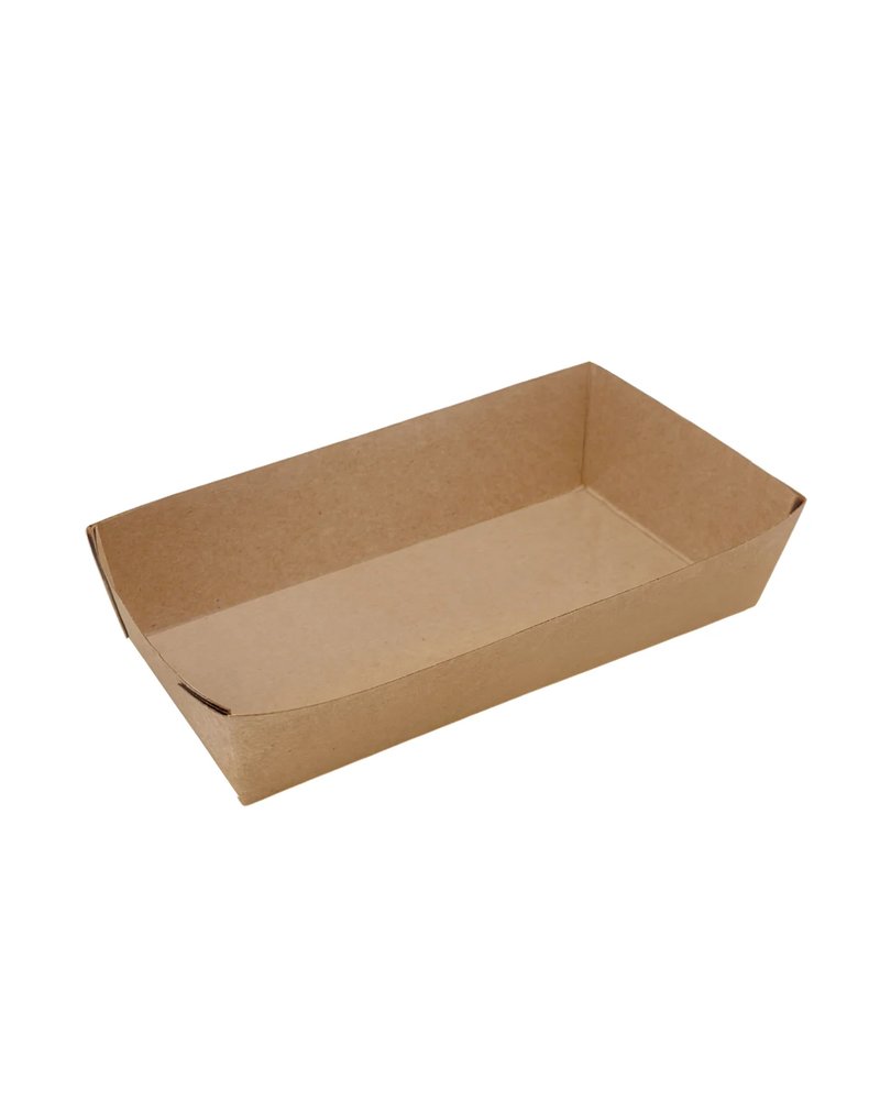 Лоток бумажный 800мл 220x115x42мм TRAY цвет Крафт DoECO (х400)