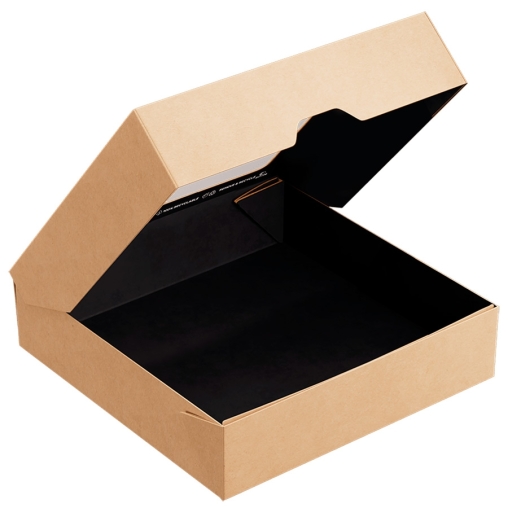 Контейнер OneBox 1500 мл крафт/черный 200×200×50 мм