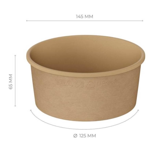 Креманка картонная OneBowl Ultraproof 760 мл Крафт d=145