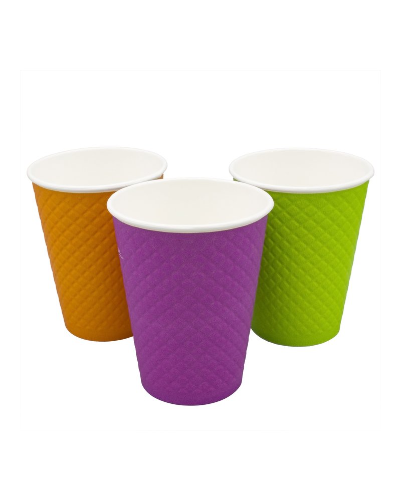 Стакан бумажный 2сл. DW12, 300/355мл "Waffle Color" с конгревом (микс цветов) (х25/500)