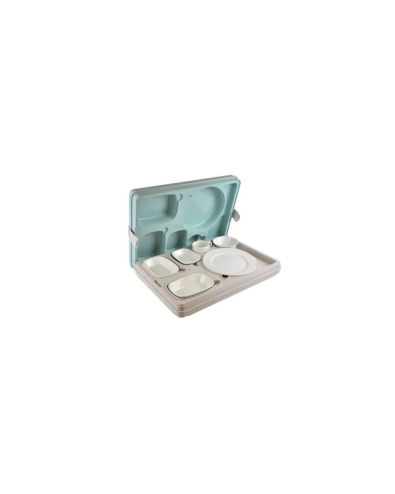Термоконтейнер на 6 предметов с крышкой (с зажимом) полипроп. ,H=12,L=54,2,B=39см серый,бирюз.