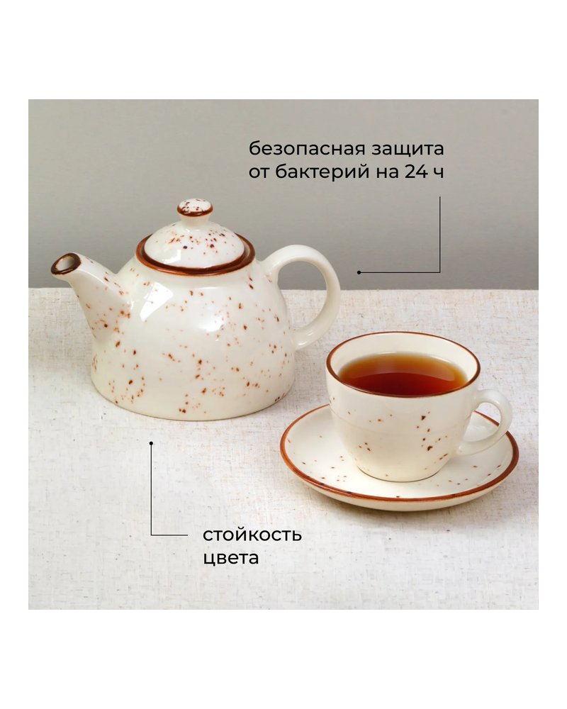 Чайник заварочный «Париж» фарфор 0,6л D=70/125,H=120мм белый,коричнев.
