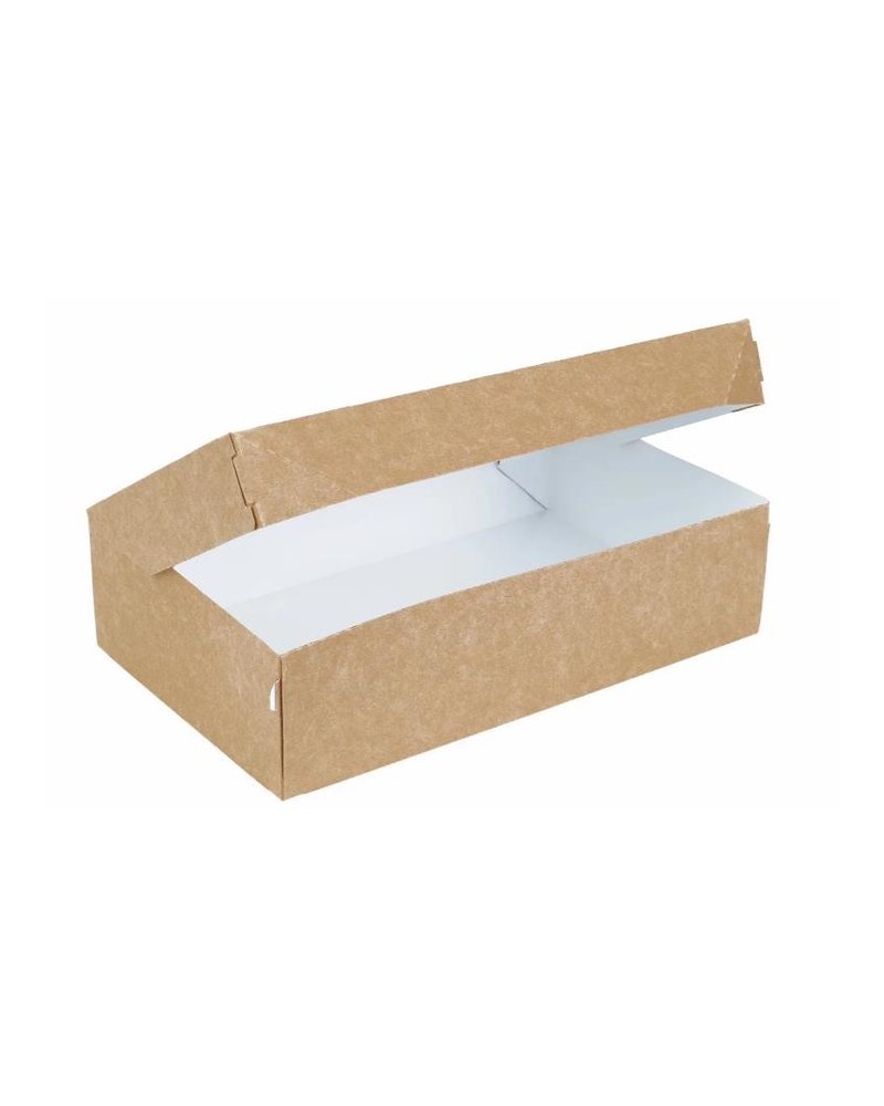 Контейнер бумажный 230x140x60мм ECO CAKE 1900 цвет Крафт/Белый DoECO (х25/300)