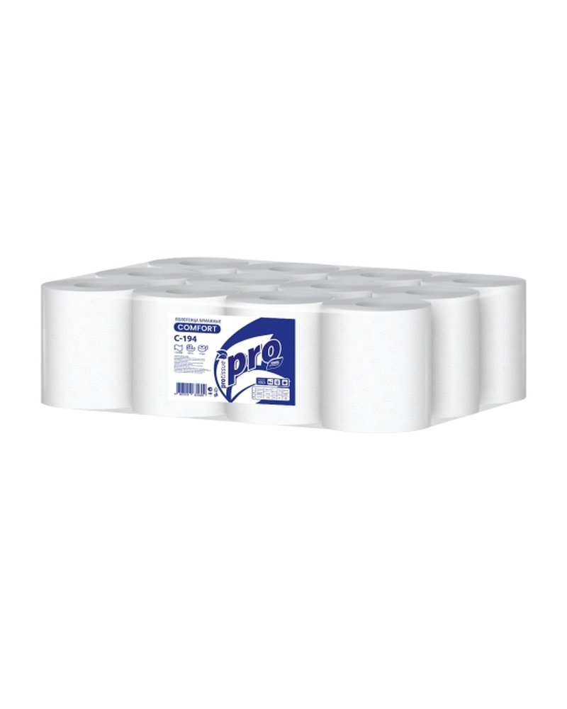 Полотенца бумажные в рулонах намотка 120м, PRO Tissue 120м 1-слойные, центральная вытяжка М1 С194 (х1/12) [упаковка]