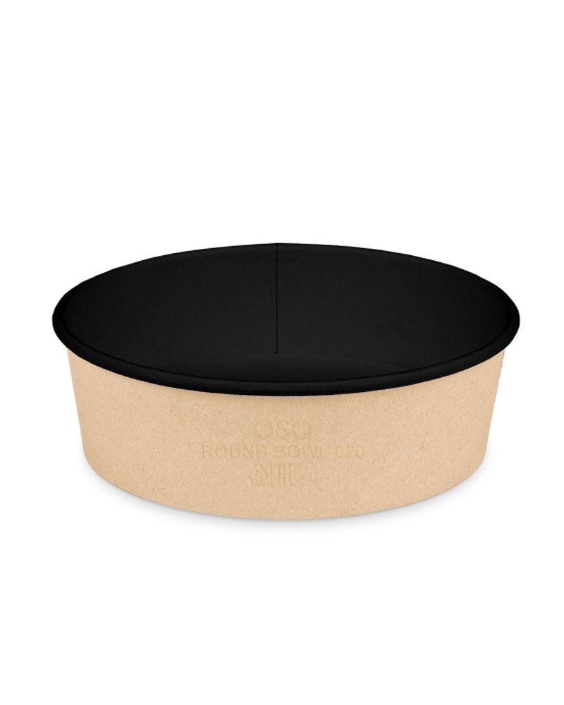 Круглый контейнер 620мл 150мм Выс.: 46мм Round Bowl цвет Крафт/Черный OSQ (х270)