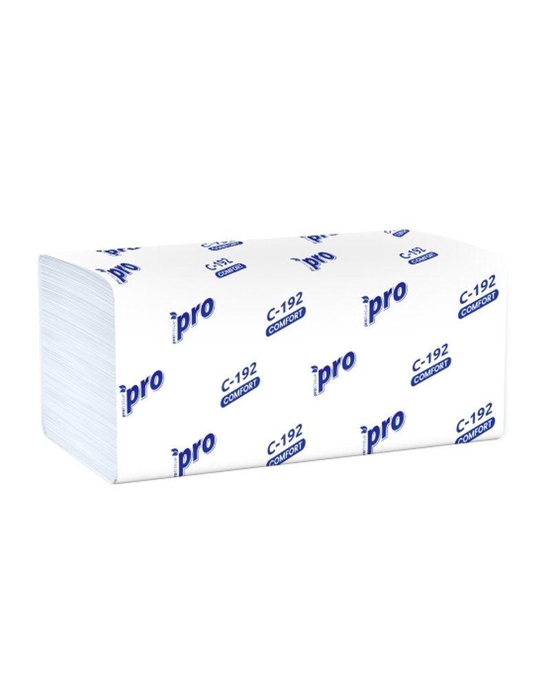 Полотенца бумажные в листах 22х21см PRO Tissue 1 слойные, V сложение, H3, 250 шт. С192 (х1/20) [упаковка]