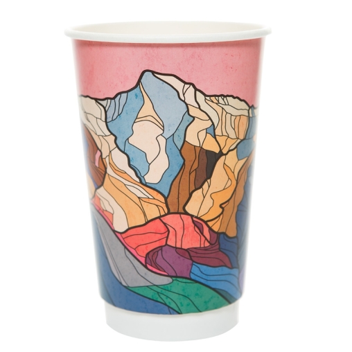 Стакан бумажный 2-слойный Горный хребет d=90 550 мл