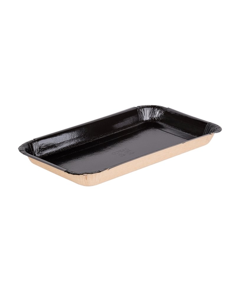 Лоток бумажный 200х110х20мм PLATTER Black Edition цвет Крафт/Черный OSQ (х1/850)
