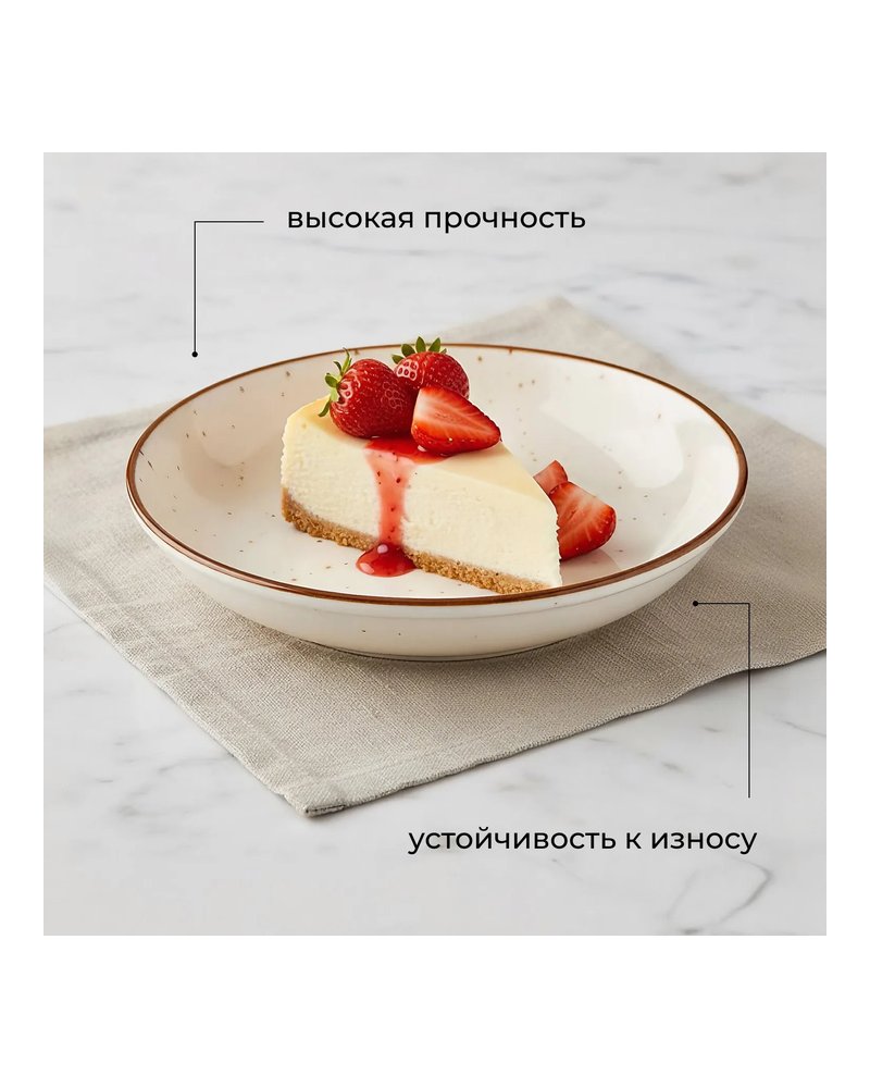 Тарелка глубокая «Париж» фарфор 0,5л D=20см белый,коричнев.