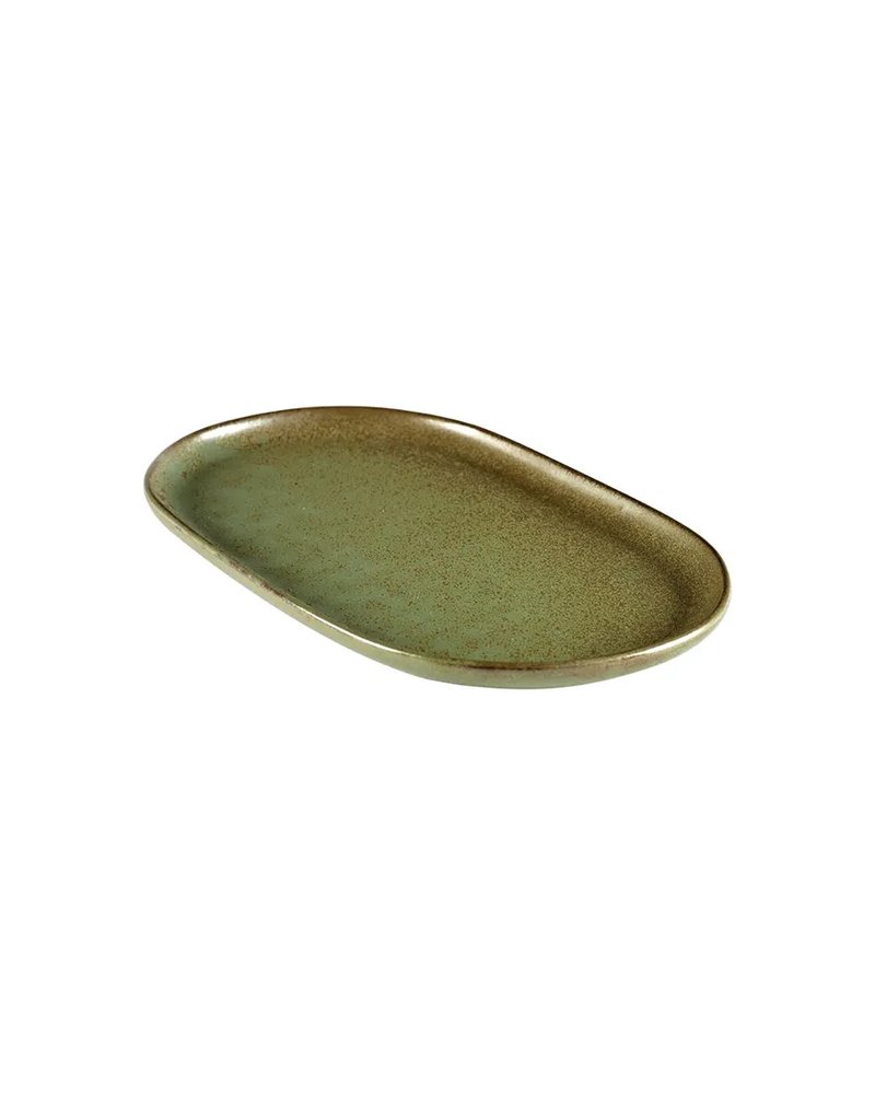 Блюдо «Серфис» овальное керамика ,H=15,L=250,B=150мм зелен.