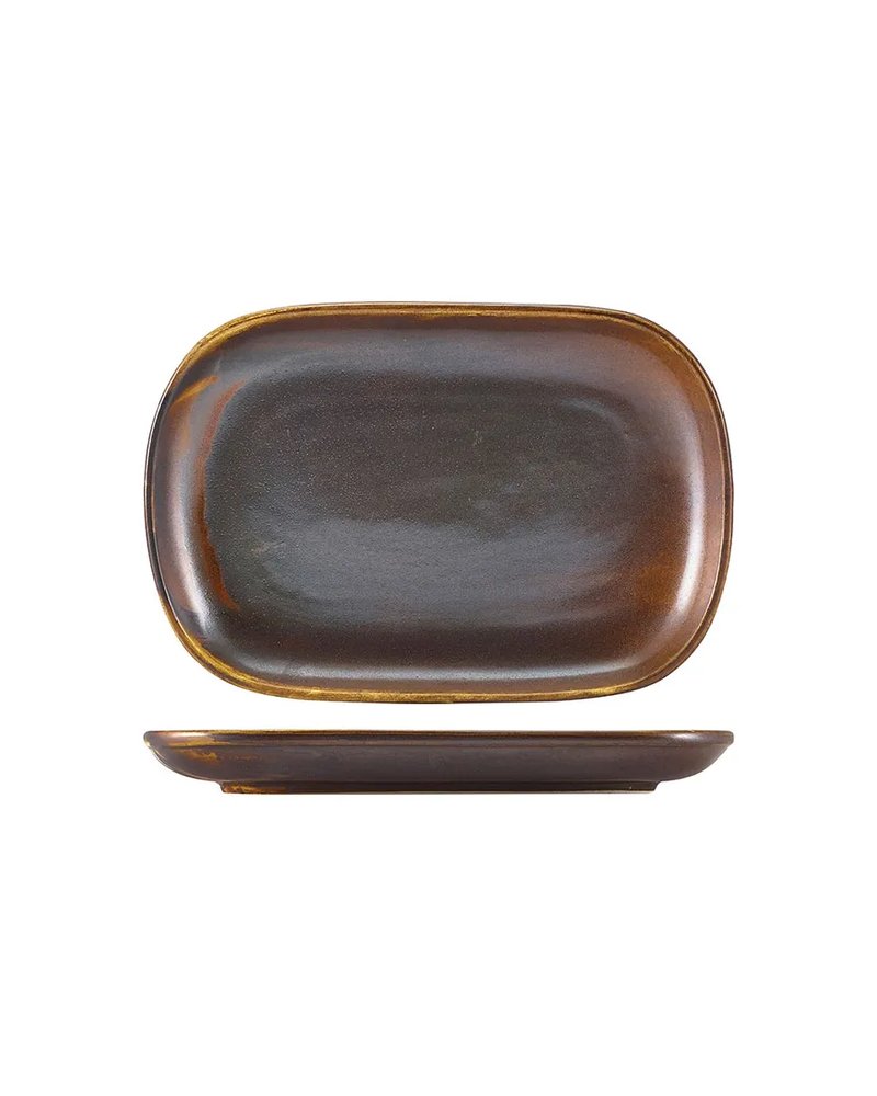 Блюдо «Рустик коппер» прямоугольное фарфор ,L=24,B=16,5см коричнев.,красный