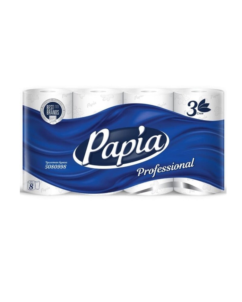 Туалетная бумага 3-слойная Papia Professional 8 рулонов (х1/7) [упаковка]