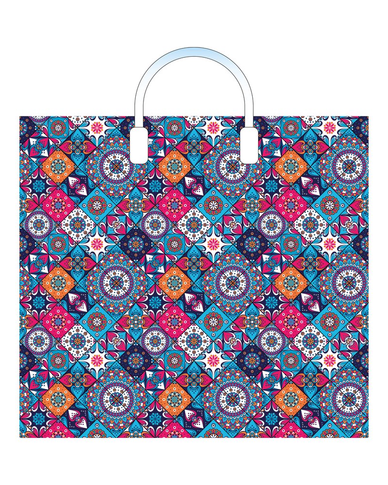 Пакет ПЭ с пластмассовыми ручками 38x34+3см (90) (Калейдоскоп) Артпласт (х10/150)
