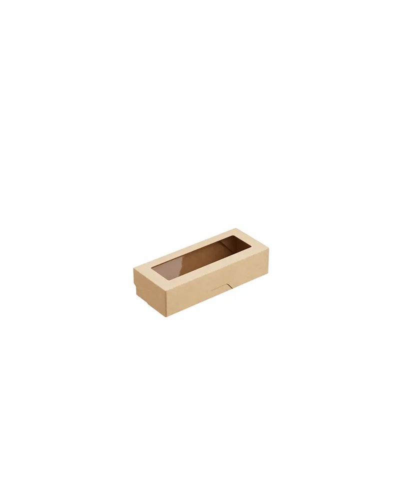 Контейнер бумажный OneBox с крышкой картон 0,5л ,H=4,L=7,B=17см св.корич.