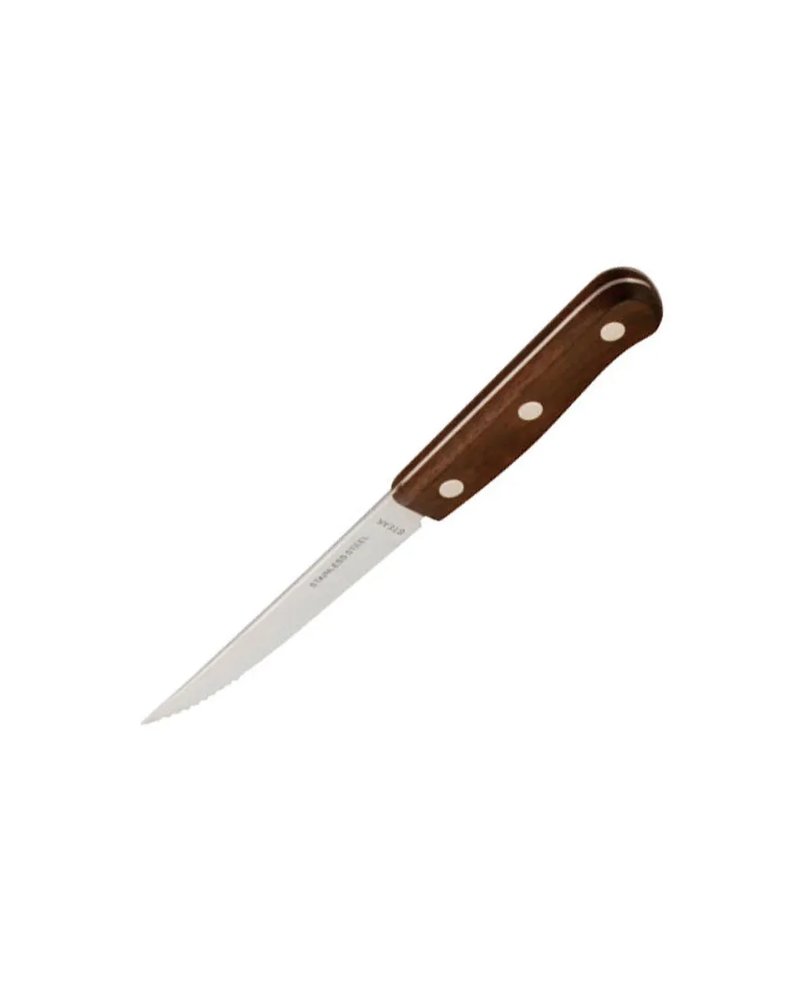 Нож для стейка сталь нерж.,дерево ,L=115/215,B=16мм тем.корич.,металлич.