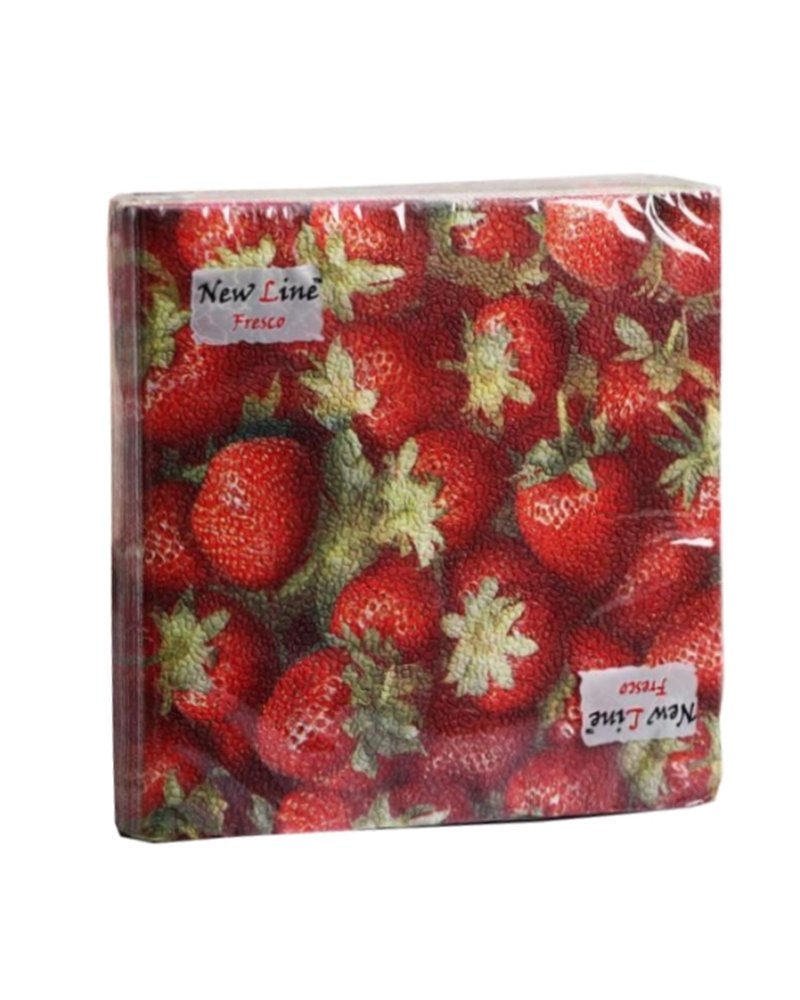 Салфетки 33x33см Клубника 2х слойные, 20 листов (х1/20)