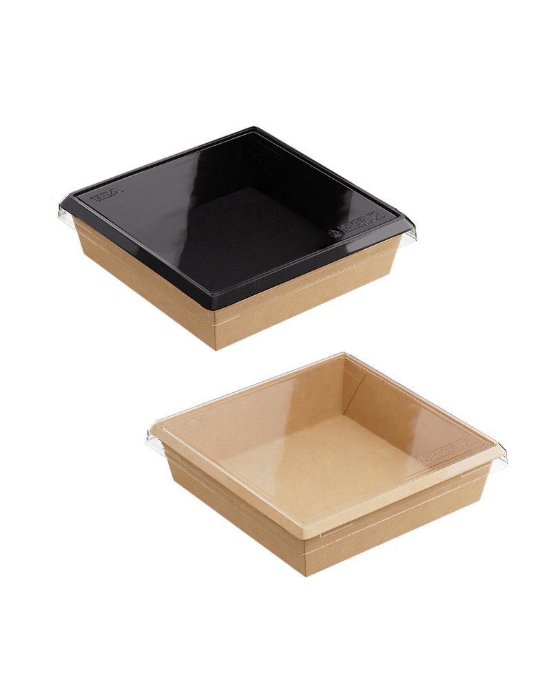Крышка для бумажного контейнера 165х165х0мм OneClick lid 950-1250/0 для 950, 1250 мл Низкая цвет прозр. (х300)