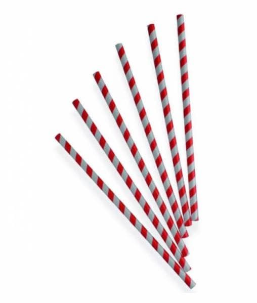 Бумажные трубочки бело-красные 197мм d=7мм
