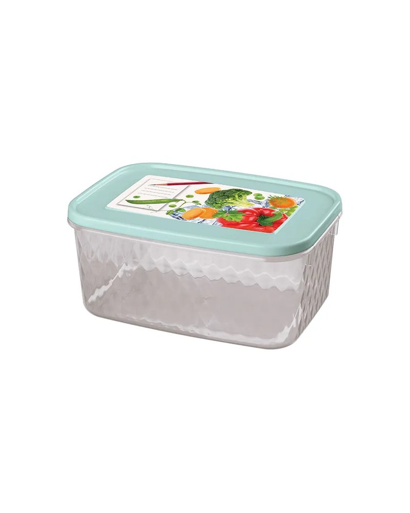 Контейнер для продуктов с крышкой полипроп. 1,3л ,H=80,L=180,B=125мм прозр.,голуб.