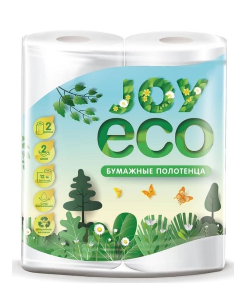 Полотенца двухслойные в рулоне JOYeco 2 рулона (х1/12) [упаковка]