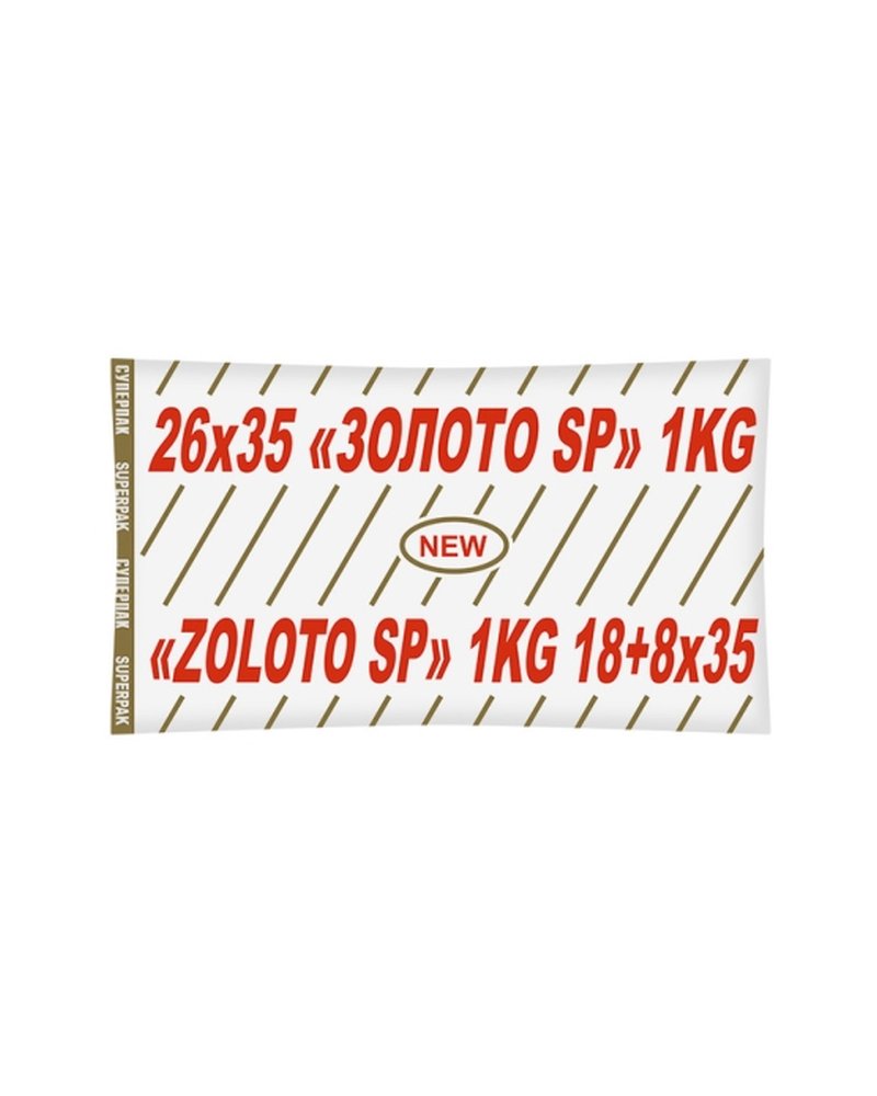 Пакет фасовочный ПНД 18+8х35см (9) В пластах "SuperPak" (Золото 1кг) (арт90067) (х1/10) [упаковка]