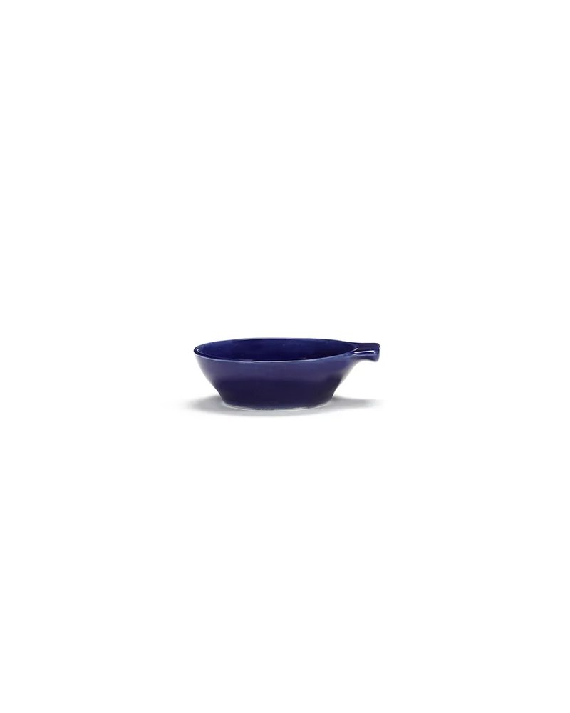 Тарелка «Фист» для закусок керамика ,H=30,L=90,B=75мм синий,белый