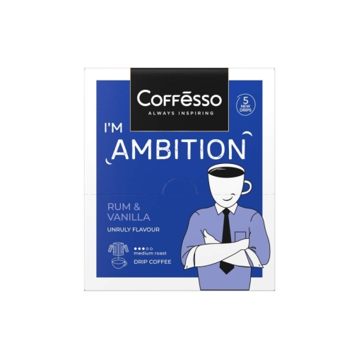 Кофе молотый Coffesso AMBITION RUM & VANILLA 5 дрип пакетов по 10 г (50 г) Кофе молотый Coffesso AMBITION RUM & VANILLA 5 дрип пакетов по 10 г (50 г)