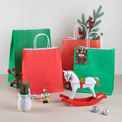 Красный бум. пакет 240×140×280 мм с кручеными ручками