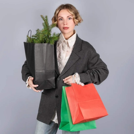 Чeрный бум. пакет 240×140×280 мм с кручеными ручками