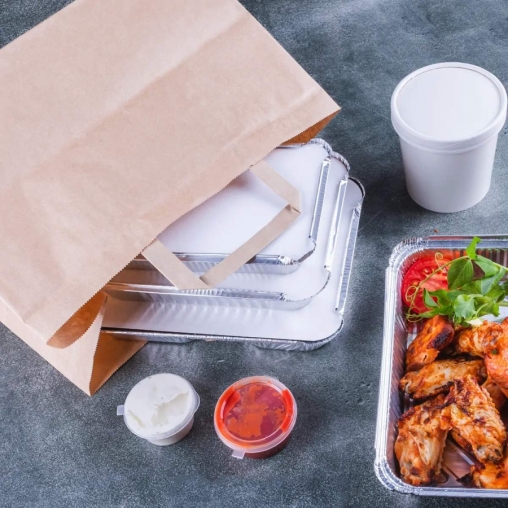 Крафт пакет 320×200×220 мм с плоскими ручками