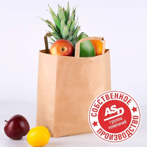 Крафт пакет 320×200×370 мм с плоскими ручками