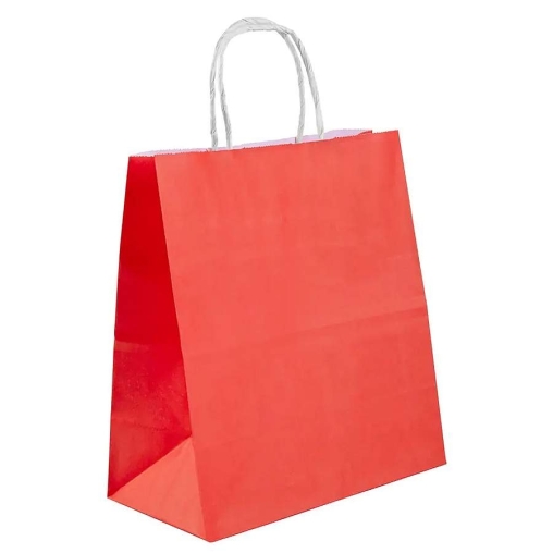 Красный бум. пакет 220×120×250 мм с кручеными ручками