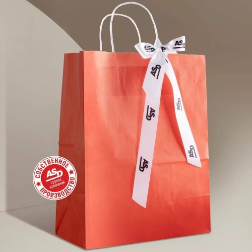 Красный бум. пакет 260×150×350 мм с кручеными ручками