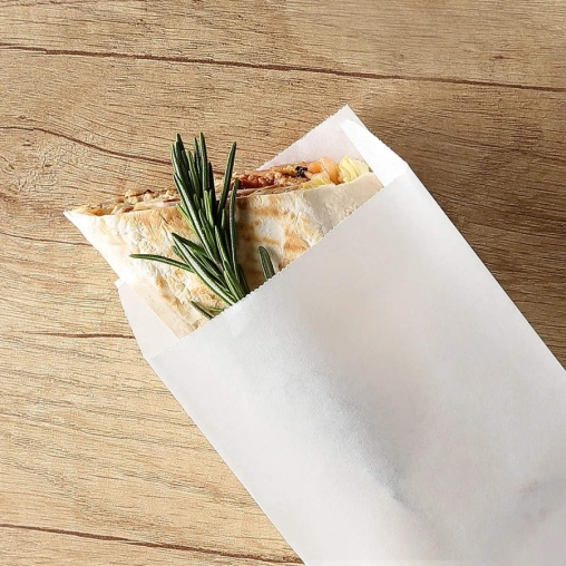 Жиростойкий белый V-пакет для шаурмы 90+40×220 мм