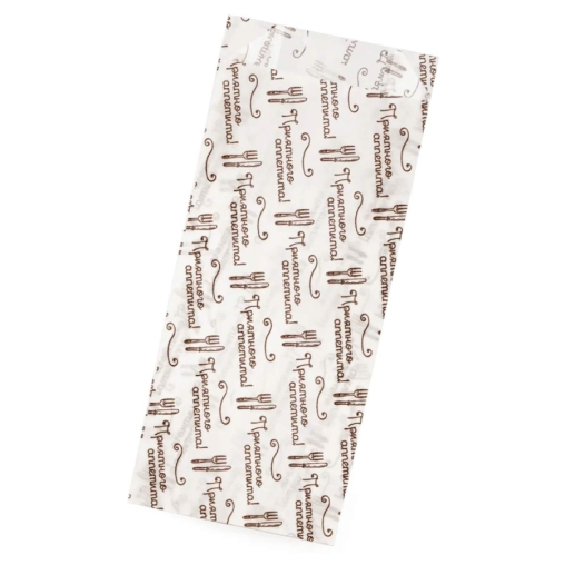 Жиростойкий белый V-пакет с принтом ПРИЯТНОГО АППЕТИТА 90+40×220 мм