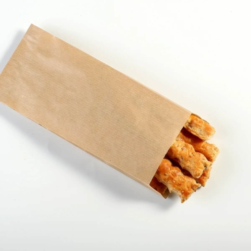 Крафтовый бумажный V-пакет для столовых приборов 80+20×200 мм