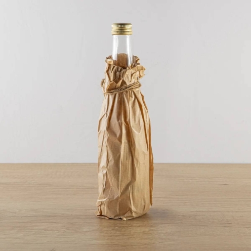 Крафтовый бумажный V-пакет для бутылки 100+50×300 мм